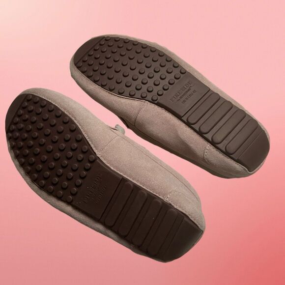 New Fireside By Dearfoams Pale Pink Shearling Mel Moccasin Slippers Size 11 - Picture 4 of 7